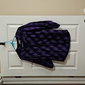 Art & Soul Button-up Blouse Purple & Black Checked‎